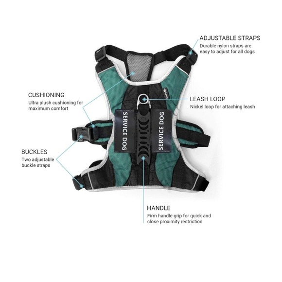 New Peak‎ Pooch Hunter Green Service Dog Harness Size M Fits 22" to 31" Chest - Picture 6 of 8